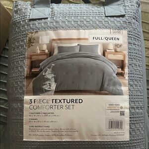 Textured Blue Comforter Set - Full/Queen
